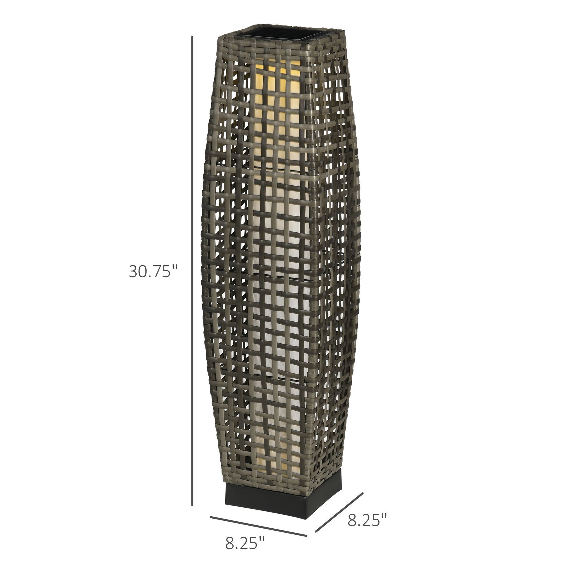 Outsunny Solar Floor Lamp, Outdoor Garden Lantern Pathway Light & Decorative Driveway Lighting With Auto On Off Led Lights For Porch, Yard, Lawn, Courtyard, Deck, Gray Grey Steel