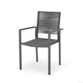 Outdoor Modern Aluminum Dining Chair With Rope Seat Set Of 2 , Gray And Dark Gray Dark Grey Aluminium