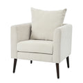 Barrel Chair, Chenille Accent Chair, Fabric Armchair Club Chair,Upholstered Arm Chair With Solid Wood Legs,Waist Pillow,Padded Single Chair For Living Room Bedroom Study Waiting Room,Beige Beige Light Brown Primary Living Space Modern Rubberwood Foam