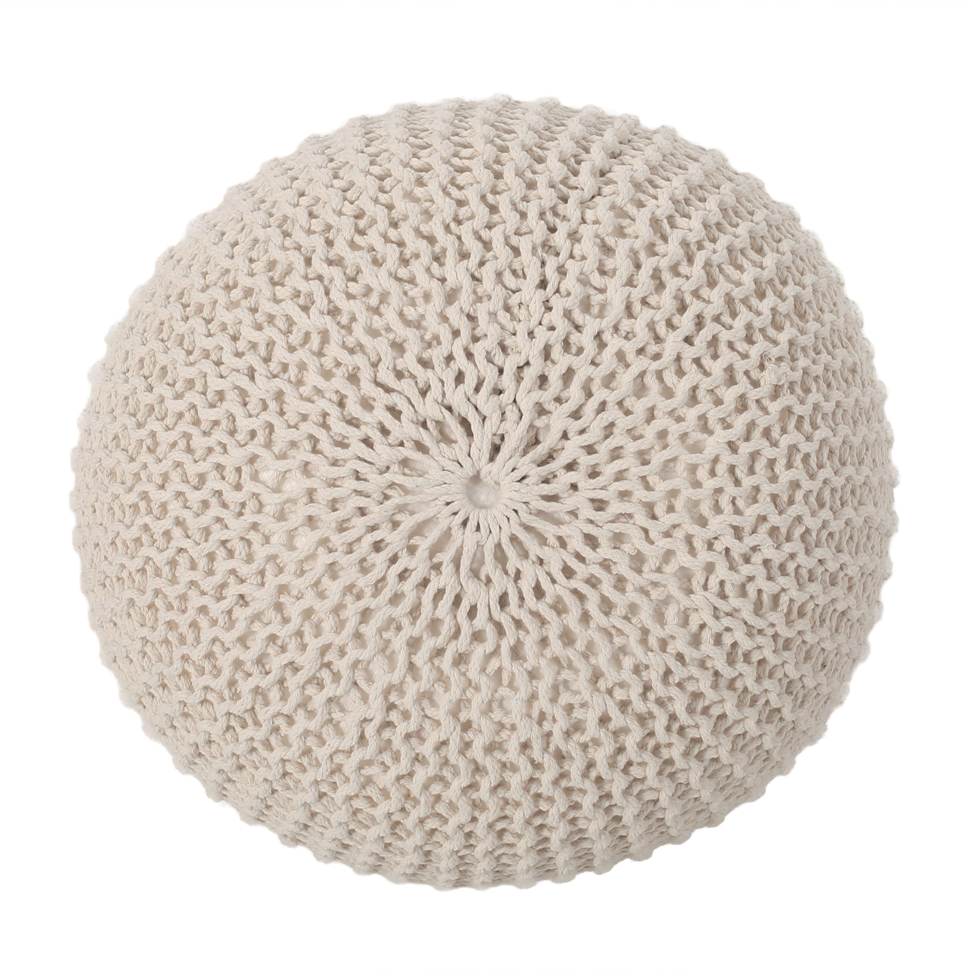 Knited Pouf Beige Cotton