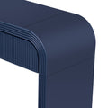 Unique Modern Rounded And Smooth Surface Console Table With 2 Drawers For Living Room And Entryway Navy Blue Navy Blue Primary Living Space Drawers Glossy Mdf