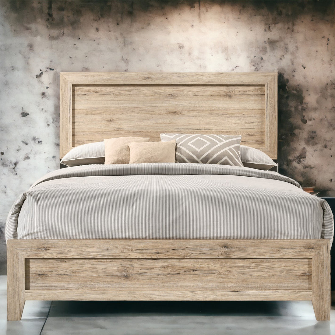 Natural Queen Panel Bed Box Spring Required Queen Natural Bedroom Bed Frame Wood
