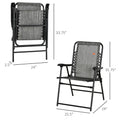 Outsunny Patio Folding Chair, Outdoor Bungee Sling Chair W Armrests, Portable Lawn Chair For Camping, Garden, Pool, Beach, Backyard, Gray Gray Steel