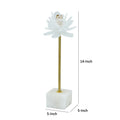 Sel 14 Inch Candle Holder With Modern Selenite Stone Accent, Gold And White White Gold Iron