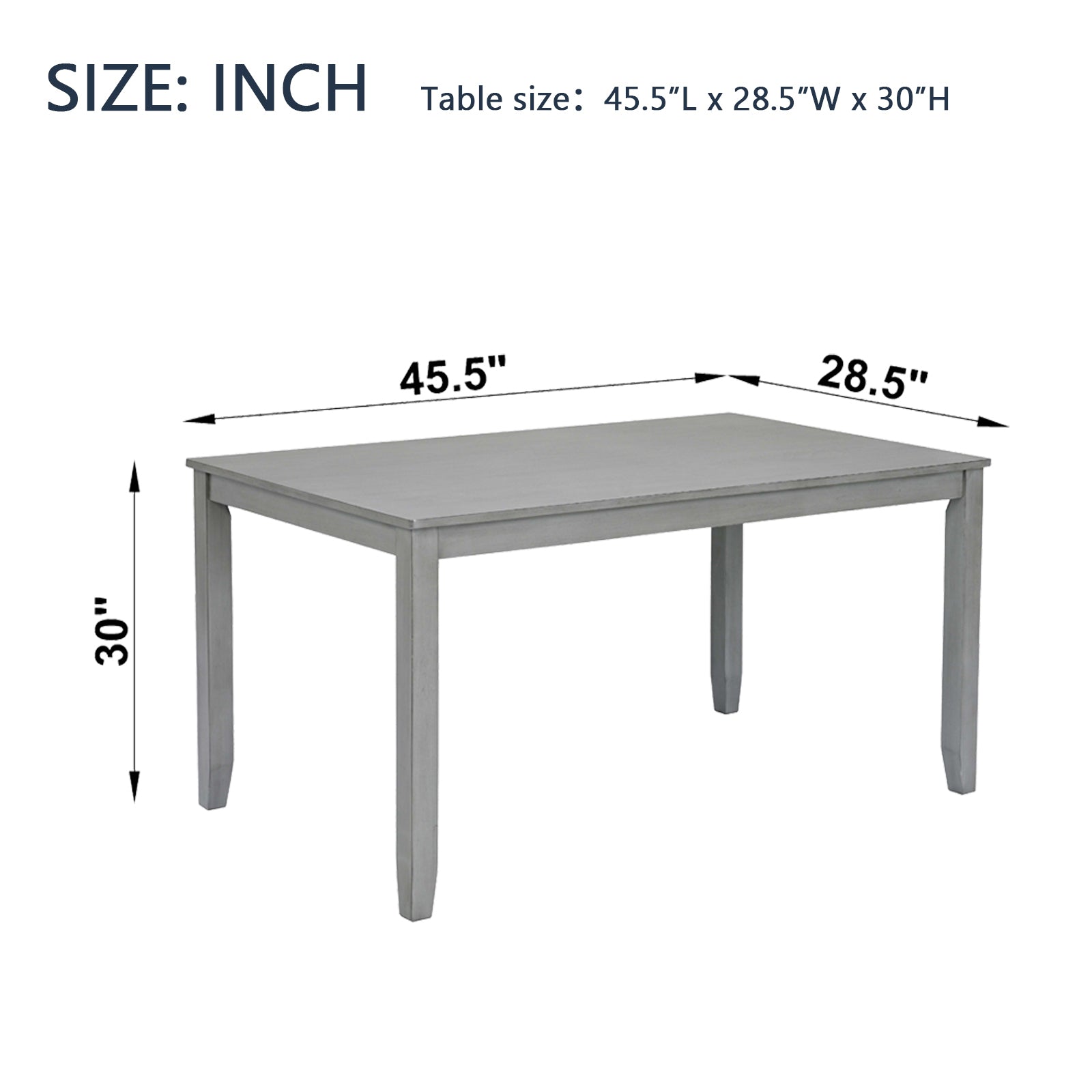 Wooden Dining Rectangular Table, Kitchen Table For Small Space, 4 Person Dining Table, Grayonly The Table Wood Gray Gray Wood Dining Room Acacia 4 Leg Rectangular Acacia Wood