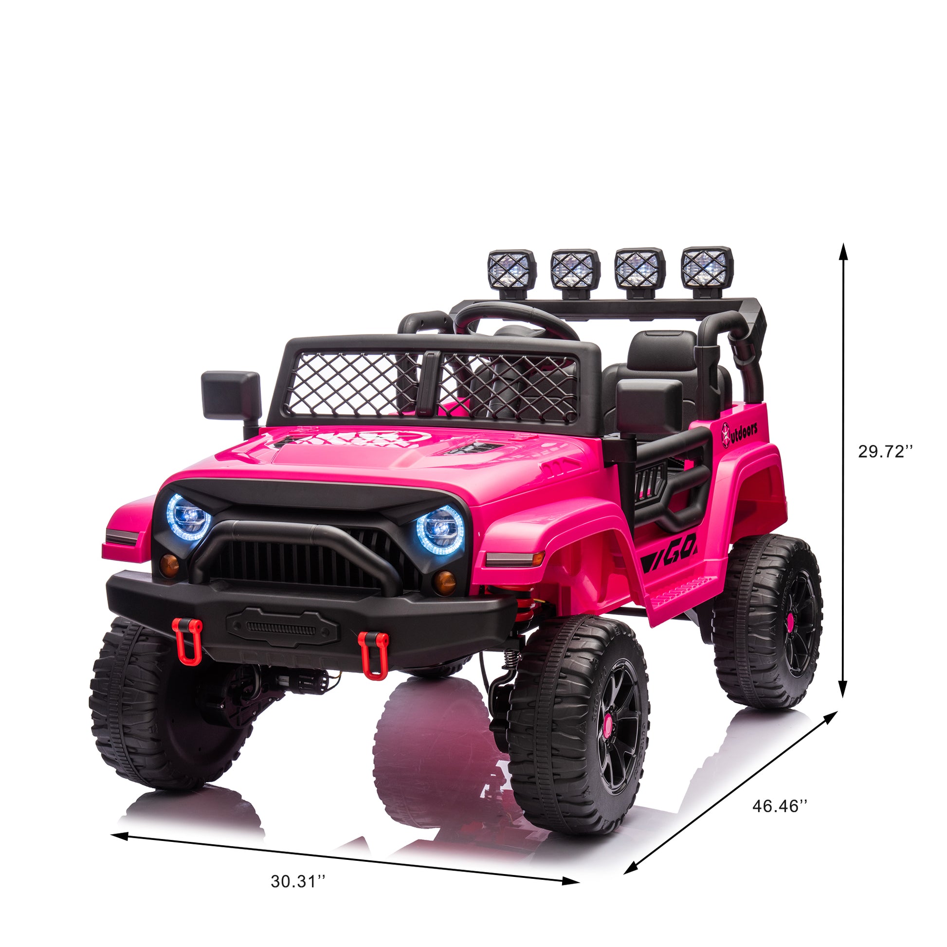 Pink,24V 2 Seater Ride On Truck Car, 4Wd Motors, With 2.4G Remote Control,Metal Suspension,Soft Start,Music, Led Light,Outdoor Off Road Electric Car,Toys Gifts Pink 100 149 Lbs Iron Plastic Iron