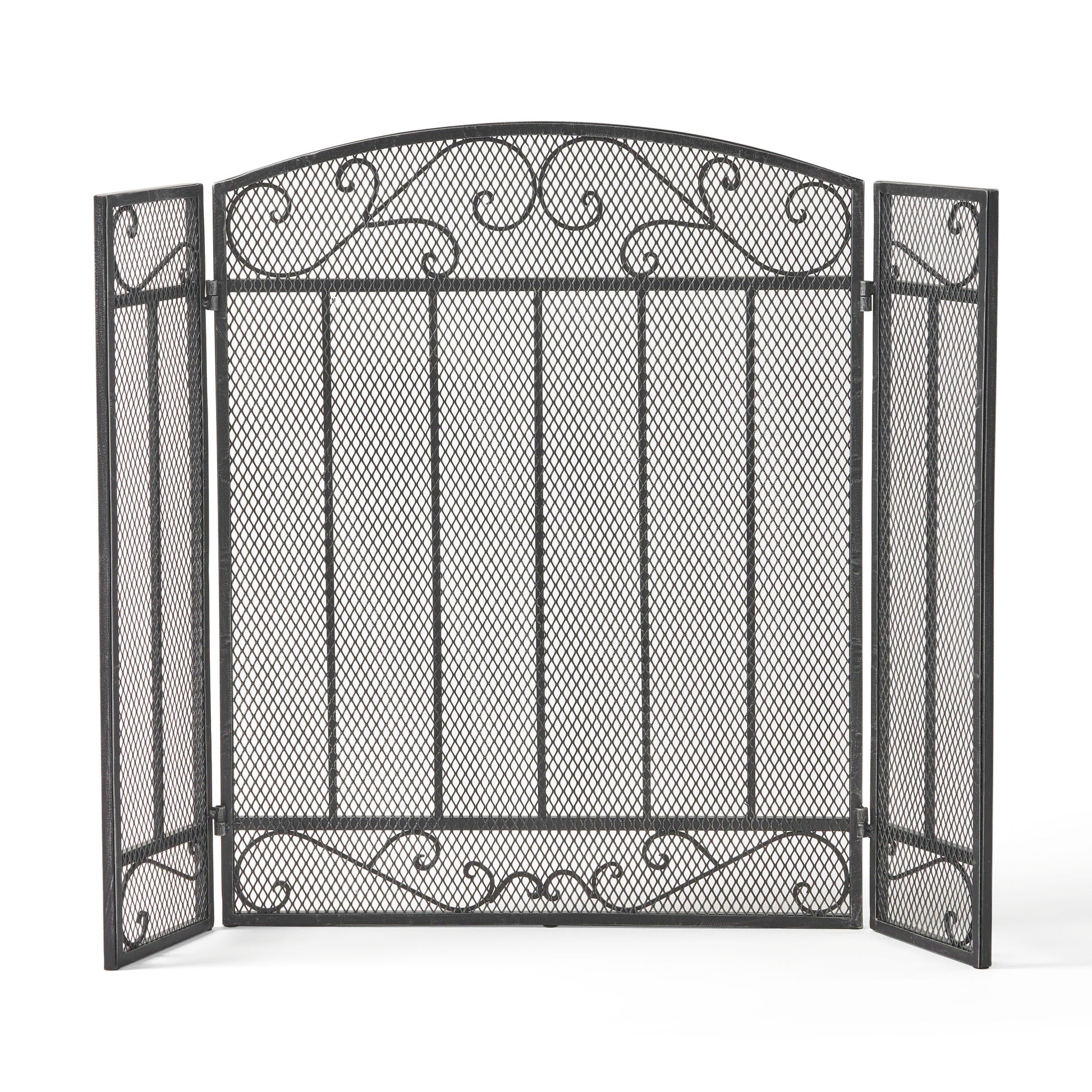 Fire Screen Black Silver Iron