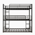 Triple Twin Bunk Beds, Twin Over Twin Over Twin Metal Bunk Bed Platform Frame, Two Attached Ladders, Easy Access Guard Rail, No Box Spring Need Black Box Spring Not Required Twin Black Metal Bedroom