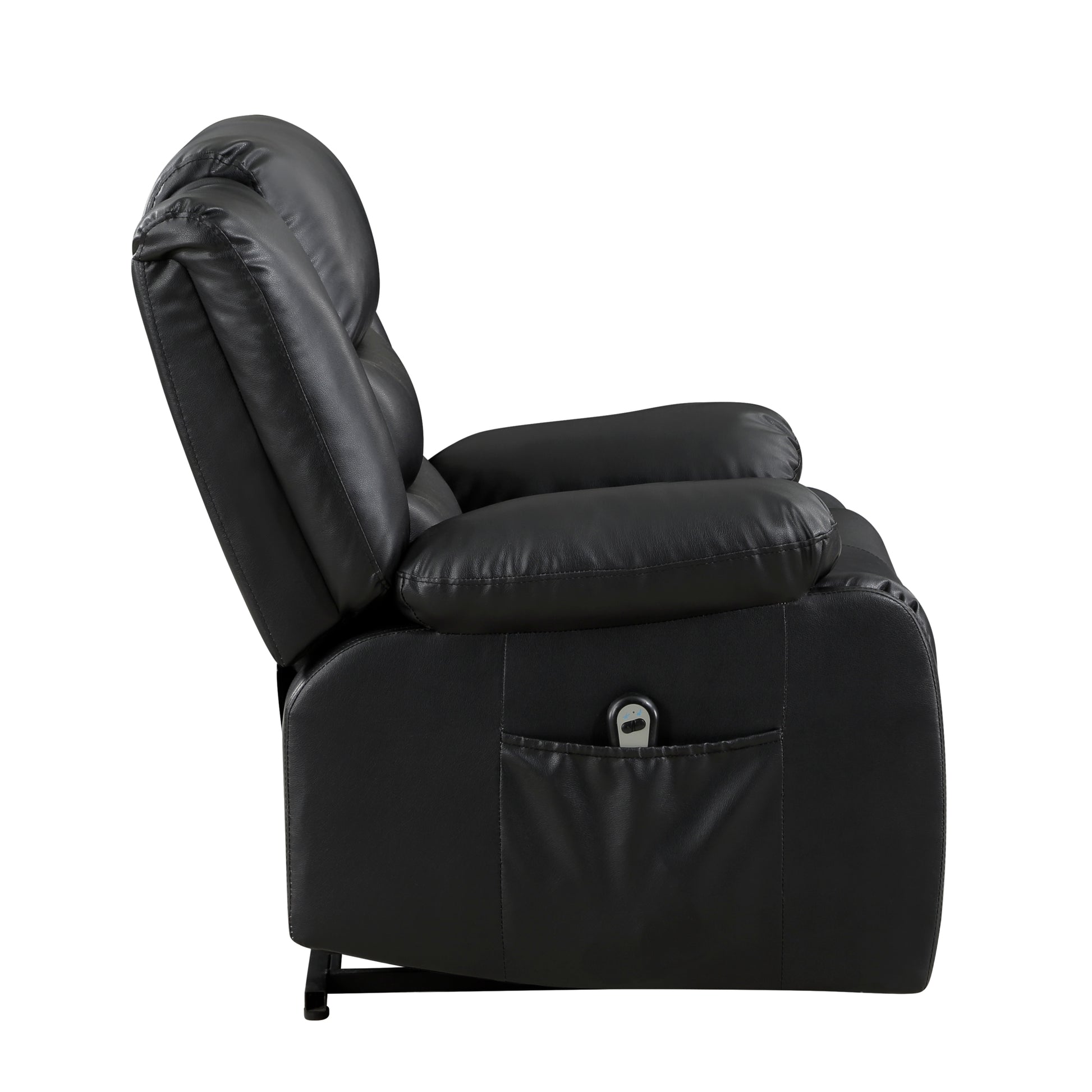 Modern Living Room Furniture 1Pc Power Lift Chair Faux Leather Upholstery Black Power Recliner Chair Black Faux Leather Primary Living Space Faux Leather