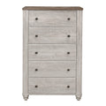 Transitional Rustic Style 1Pc Storage Chest Of 5 Drawers Two Tone Antique White And Brown Classic Bedroom Furniture Antique White,Brown Bedroom Classic,Rustic,Transitional Wood