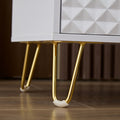 White Nightstand,Luxury Carving Board 2 Drawer Night Stand Bed Side Table With Metal Legs, 20