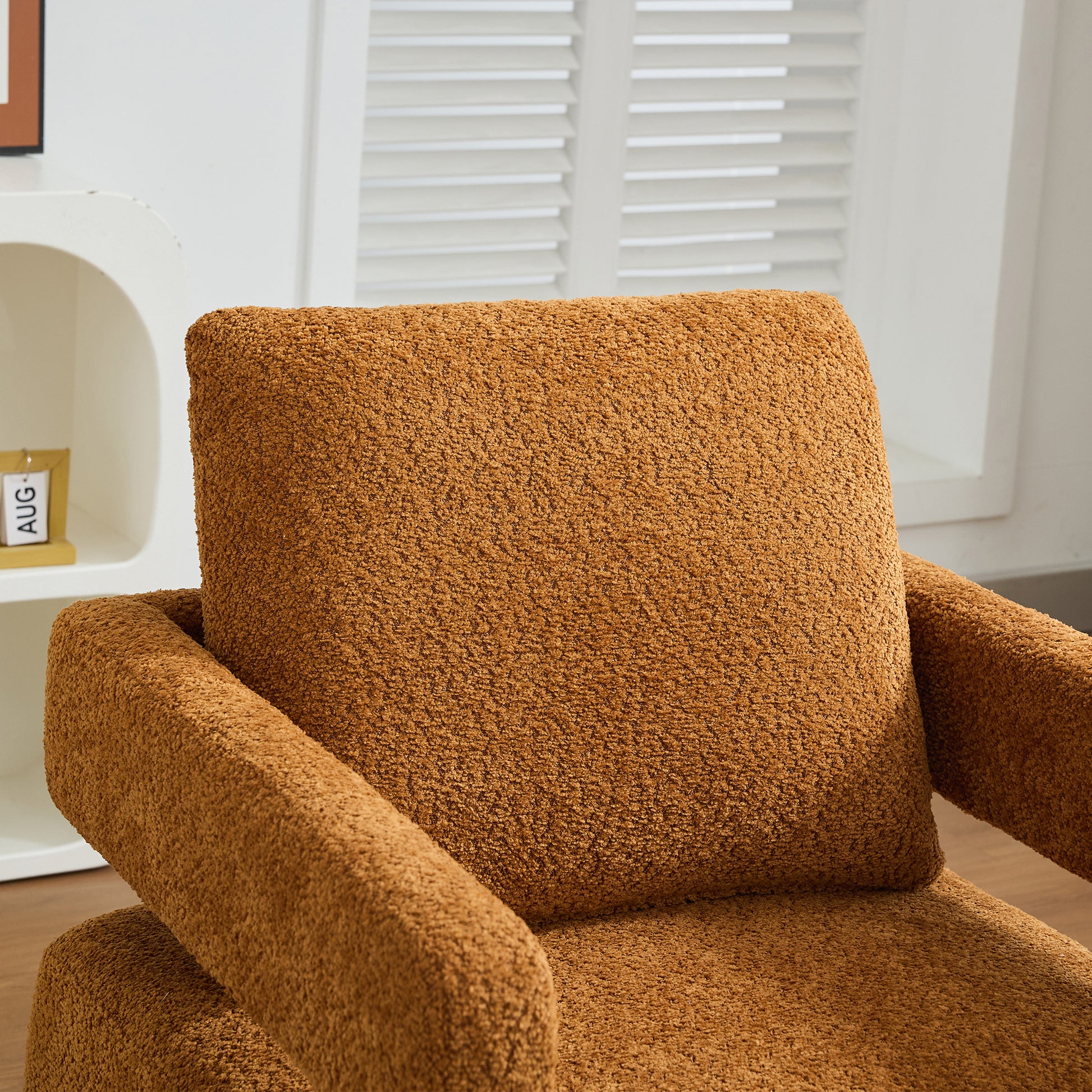 29.13" W Square Swivel Accent Chair, Modern Rotating Arm Chair With Open Back,360 Degree Rotation, Lounge Club Chair With Removable Back Cushion For Living Room, Hotel, Bed Room,Caramel Caramel