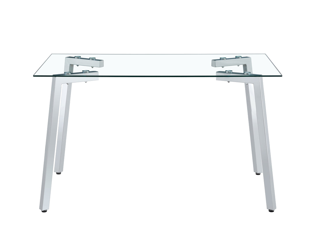 Glass Dining Table Transparent, 130*80* 8Mm Chormed Legsilver Color Silver Clear Seats 4 Glass