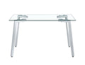 Glass Dining Table Transparent, 130*80* 8Mm Chormed Legsilver Color Silver Clear Seats 4 Glass