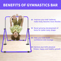 Multi Functional Adjustable Height Children'S Horizontal Gymnastic Bar With Bear Rings Purple Steel