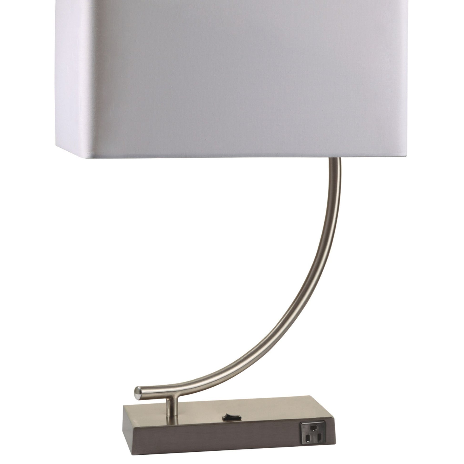 22.5" Tall Metal Table Lamp With Silver Finish And Curved Design, White Shade Multicolor Metal