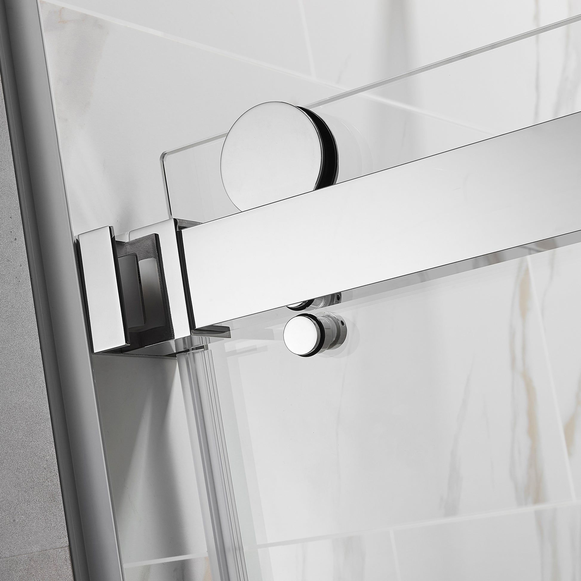 56" 60"W X 76"H Frameless Double Sliding Shower Door, 3 8" 10Mm Clear Tempered Glass, Glass Door For Bathroom, Chrome Finish Chrome Bathroom American Design Glass Metal