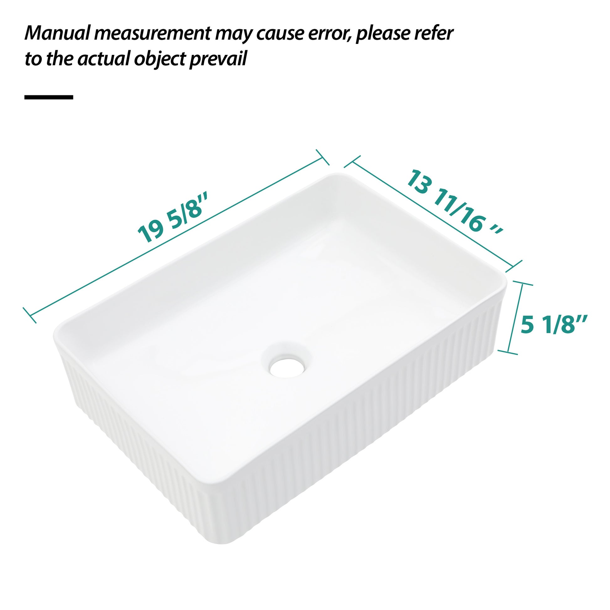 19.63"X13.69" White Ceramic Rectangular Vessel Bathroom Sink White Ceramic