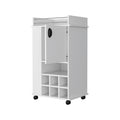 Farson Bar Cart With 2 Side Shelf, 6 Built In Wine Rack And Casters Freestanding 5 Or More Spaces White Primary Living Space Open Storage Space Contemporary Pine Particle Board Engineered Wood