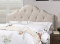 Contemporary 1Pc Queen Size Bed Adjustable Hb Light Brown Polyfiber Tufted Upholstered Wooden Bedframe Bedroom Furniture Box Spring Not Required Queen Light Brown Espresso Wood Bedroom