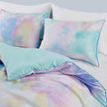 Watercolor Tie Dye Printed Comforter Set With Throw Pillow King Multicolor Polyester