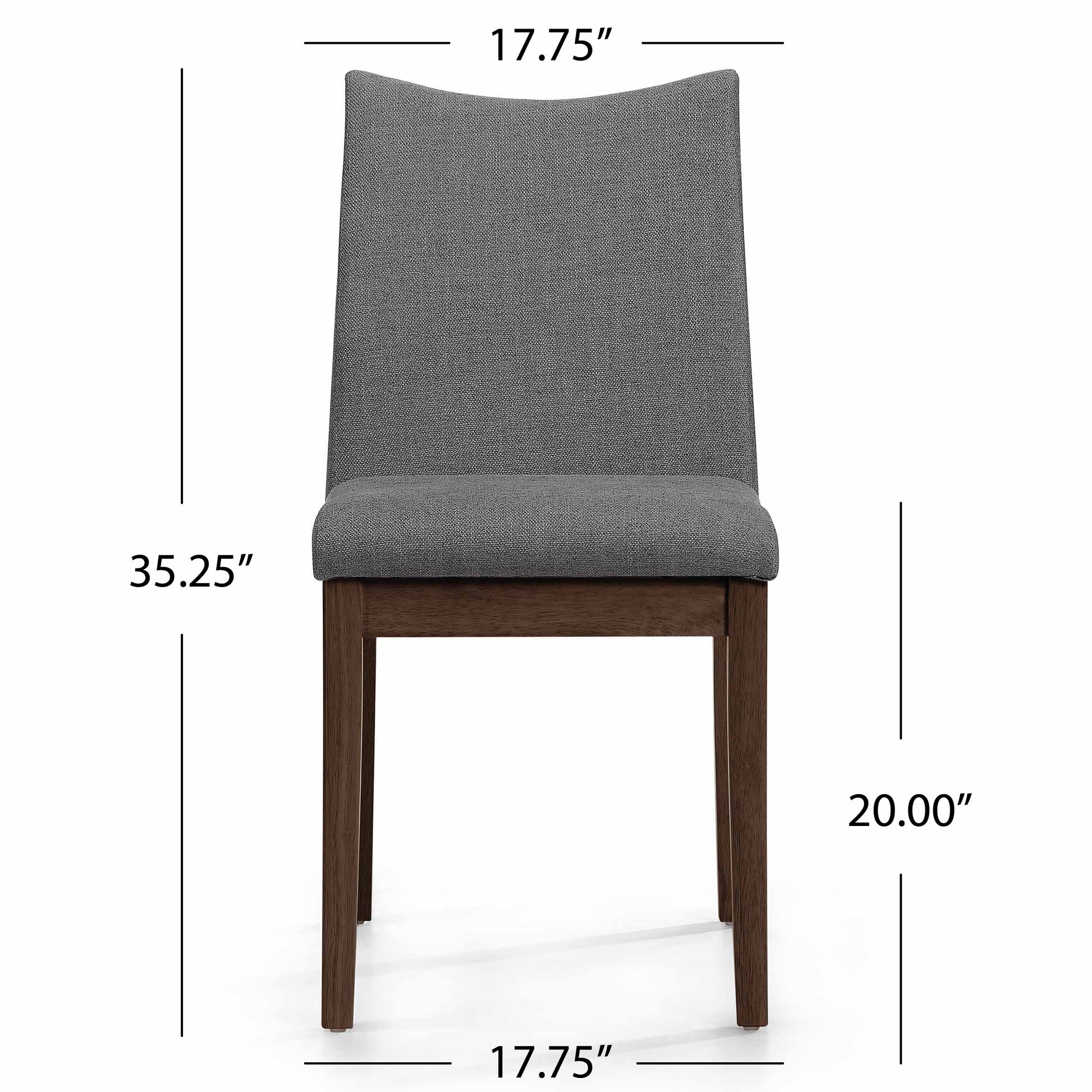 Dining Chair Set Of 2 Dark Grey Fabric