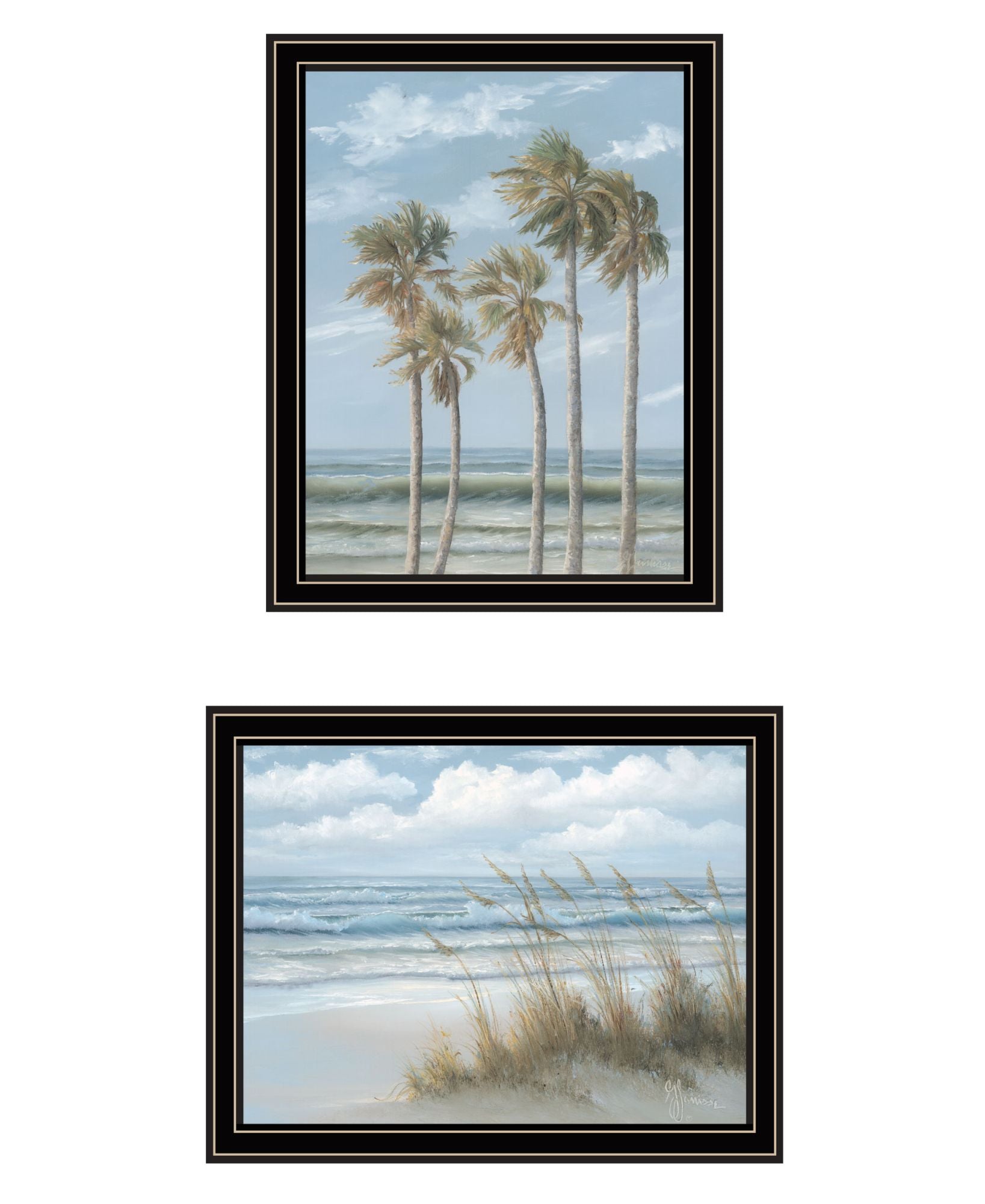 "Winds Of The Ocean Blowing The Palm Trees And Sea Oats" Framed Wall Art For Living Room, Wall Art Print For Home Decor, Bedroom Wall Art By Georgia Janisse Multicolor Wood Paper