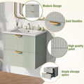 Modern 24 Inch Wall Mounted Bathroom Vanity With 2 Drawers, Green Ideal For Small Bathrooms Green Bathroom Mdf