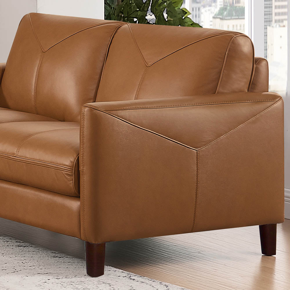 Yorkdale Leather Loveseat Cognac Memory Foam Genuine Leather