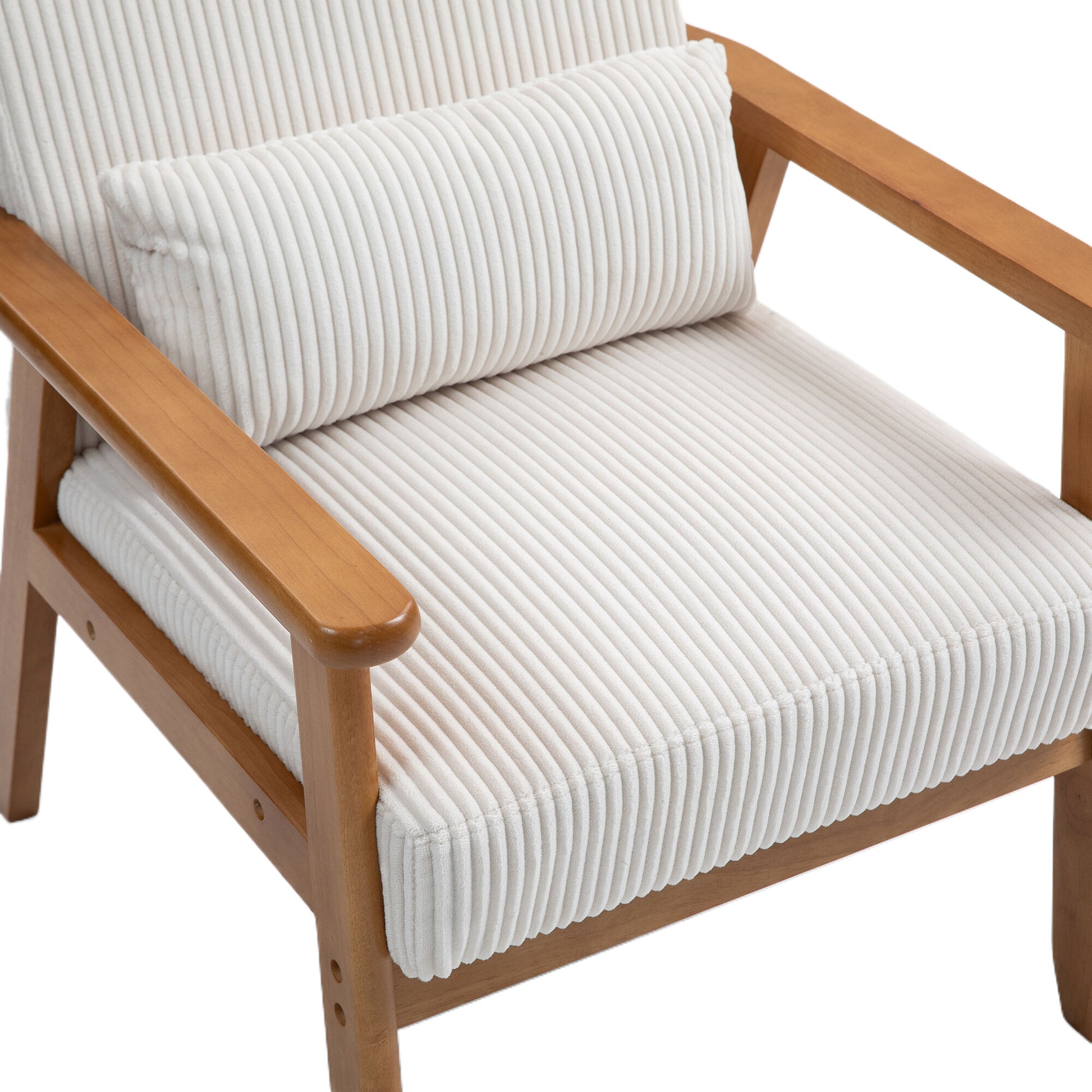 Leisure Chair With Solid Wood Armrest And Feet, Leisure Chair, Wood Frame, Velvet, Solid Rubber Wood Legs, Mid Century Modern Accent Chair, For Living Room Bedroom Studio Chair,Two Packs Beige Corduroy