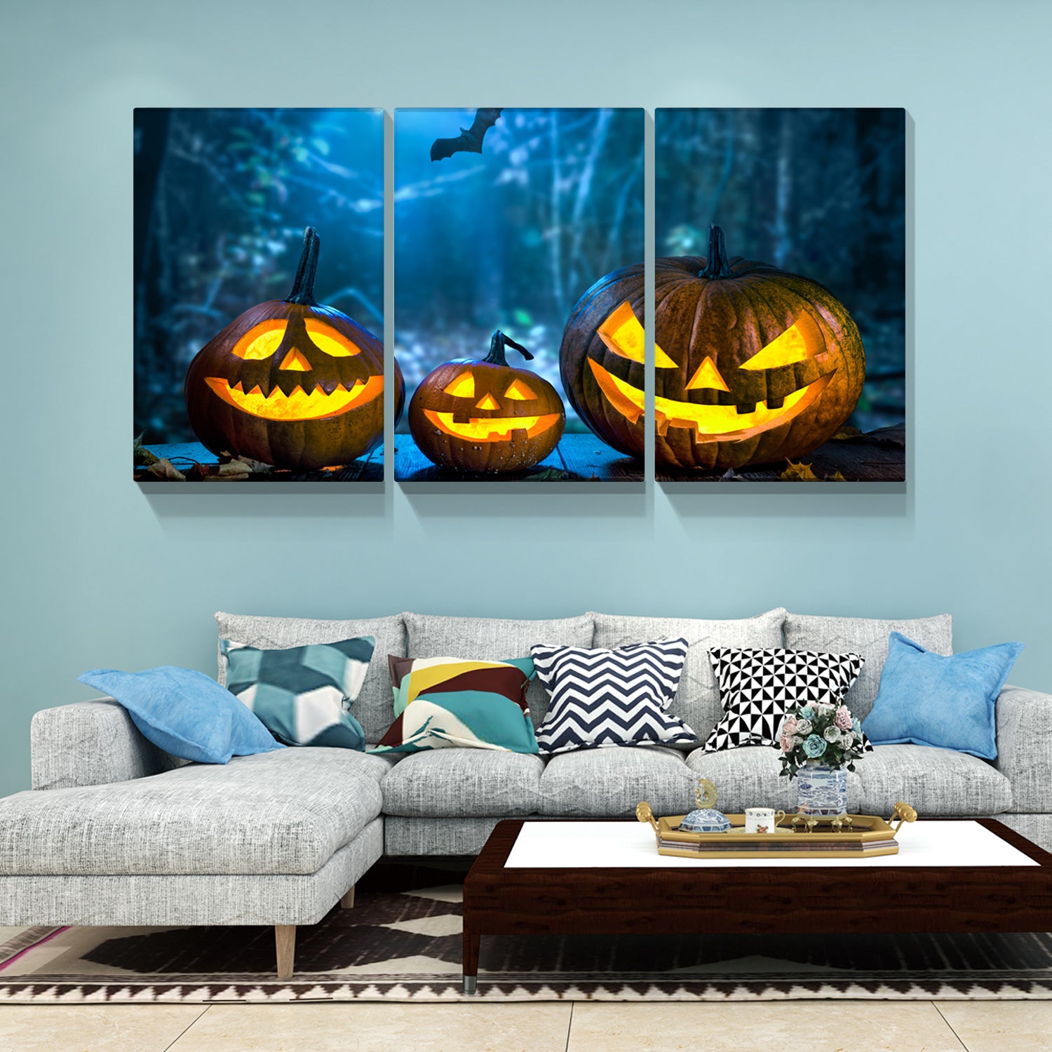 3 Piecehalloween Wall Art Festival Paintings Decorations Party Gift Poster For Home Wall Decor Framed 2436Inch Thickness 1.5Inch Multicolor Canvas