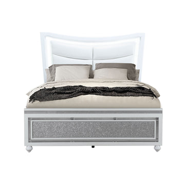 Maloise White Queen Bed White Solid Wood Mdf