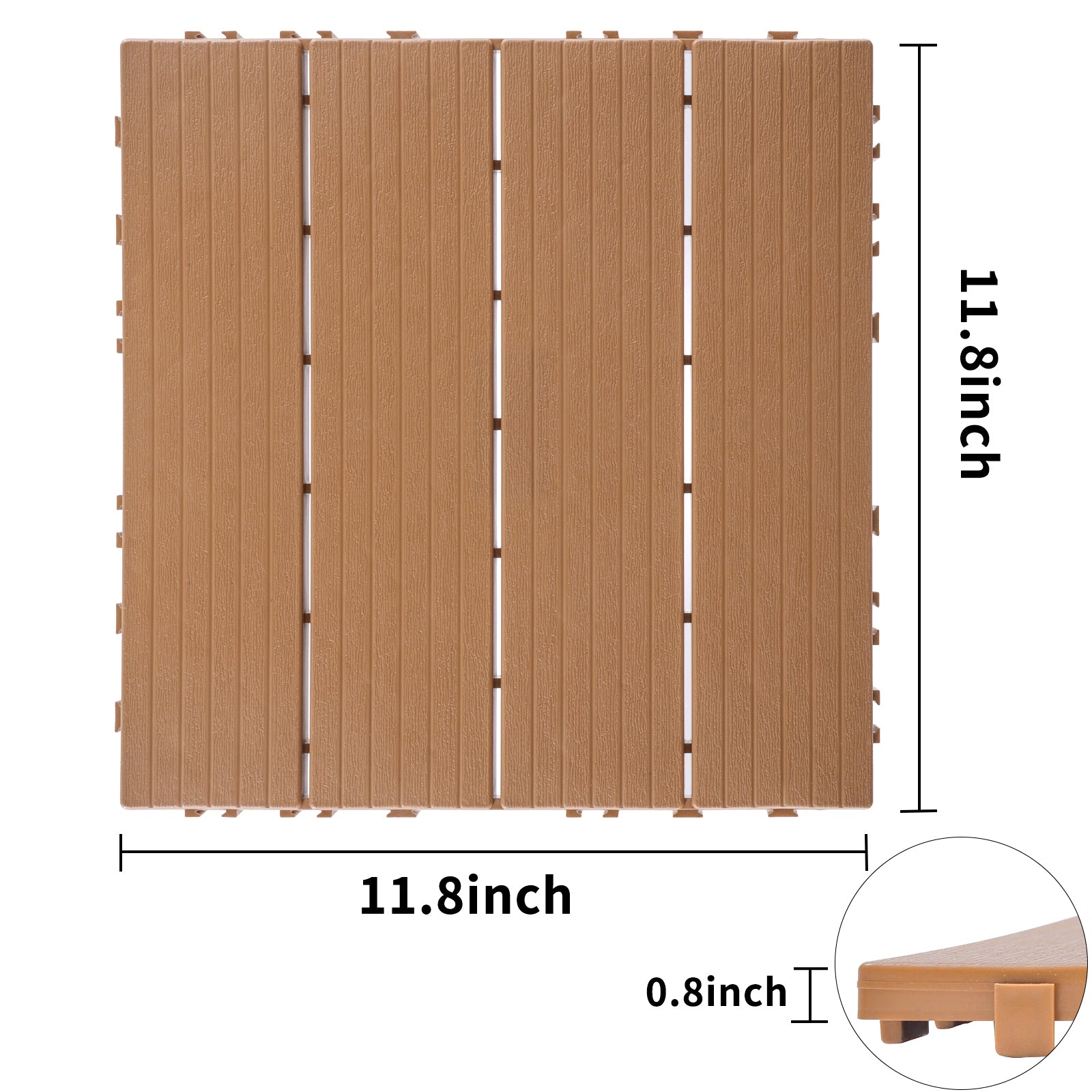 Plastic Interlocking Deck Tiles, 11.8"X11.8" Pack Of 44 , Patio Flooring Outdoor Waterproof All Weather Use For Garden Poolside Front Back Yard, Burlywood Burly Wood Plastic