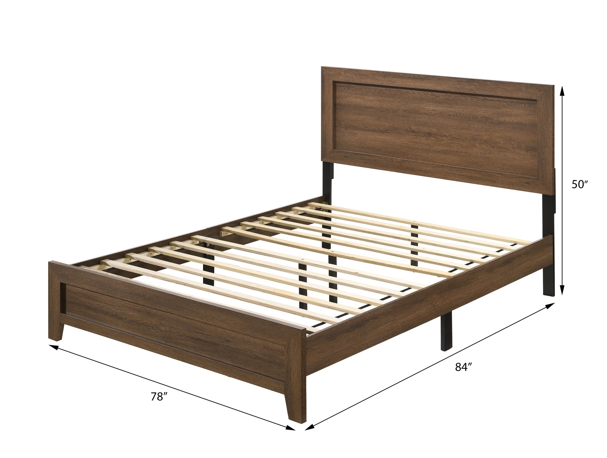 Oak Eastern King Panel Bed With Slat Box Spring Not Required King Oak Wood Bedroom Contemporary Panel Particle Board Mdf