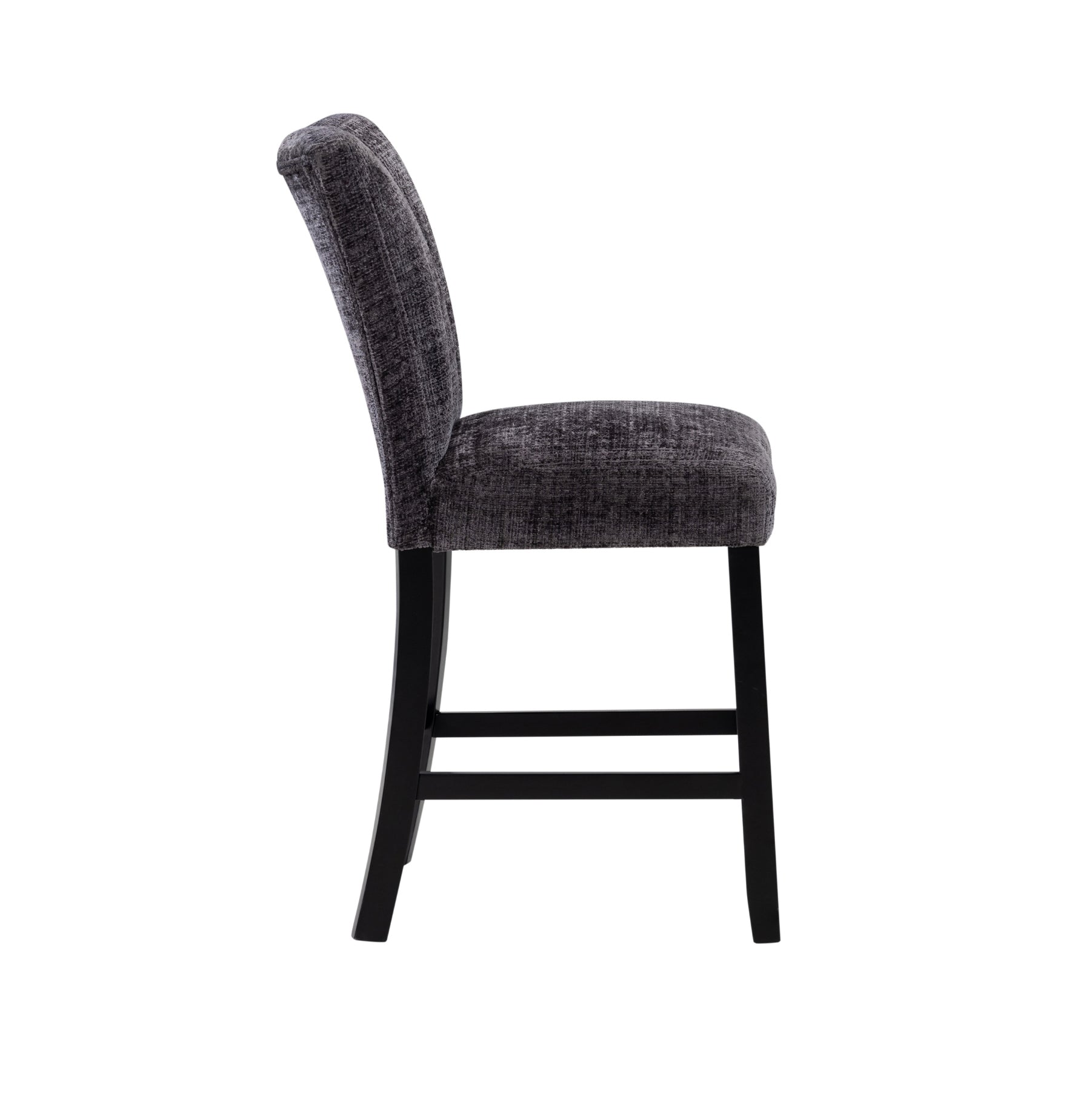 Magaly Dark Grey Bar Stools Kit Of 2 Solid Gray Dining Room Rubberwood Solid Back Set Of 2 Rubberwood Dark Grey Foam Wipe Clean Rectangular Modern Side Chair Foam Mdf