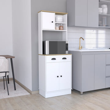 Albany Kitchen Pantry With 3 Doors Cabinet And Drawer Freestanding Multicolor Kitchen Shelves Included Modern Particle Board Engineered Wood