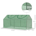 Outsunny 4' X 2' X 2' Portable Mini Greenhouse, Small Green House With Pe Cover, Roll Up Zippered Windows For Indoor, Outdoor Garden, Green Green Plastic