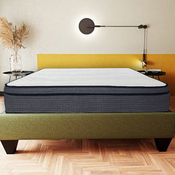 14 In. Hybrid Plush Queen Size Foam Mattress, Soft Polyester Knit Cover, Multi Layer Foam Mattress, White Gray Grey White Bedroom Contemporary Foam Polyester Queen