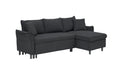 This 80 Inch Black Corduroy L Shaped Sofa Comes With Two Small Throw Pillows That Can Be Converted Into A Sofa Bed For Storage Black Corduroy 3 Seat