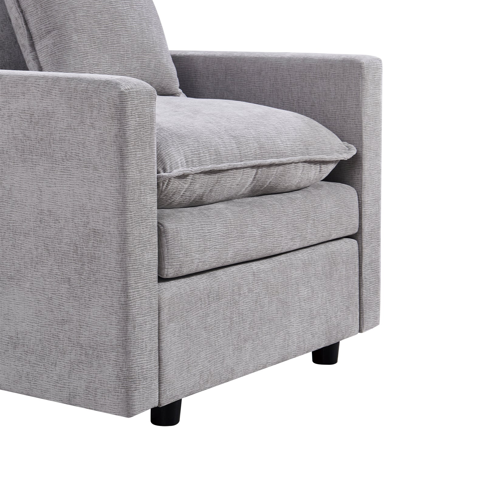 Chenille Fabric Comfy Deep Single Seat Sofa Upholstered Reading Armchair Living Room Gray Wood Foam Chenille 1 Seat