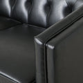 Mirod 81'' Pu Sofa,Tufted Back,Solid Wood Legs,Living Room And Study Black Pu 3 Seat