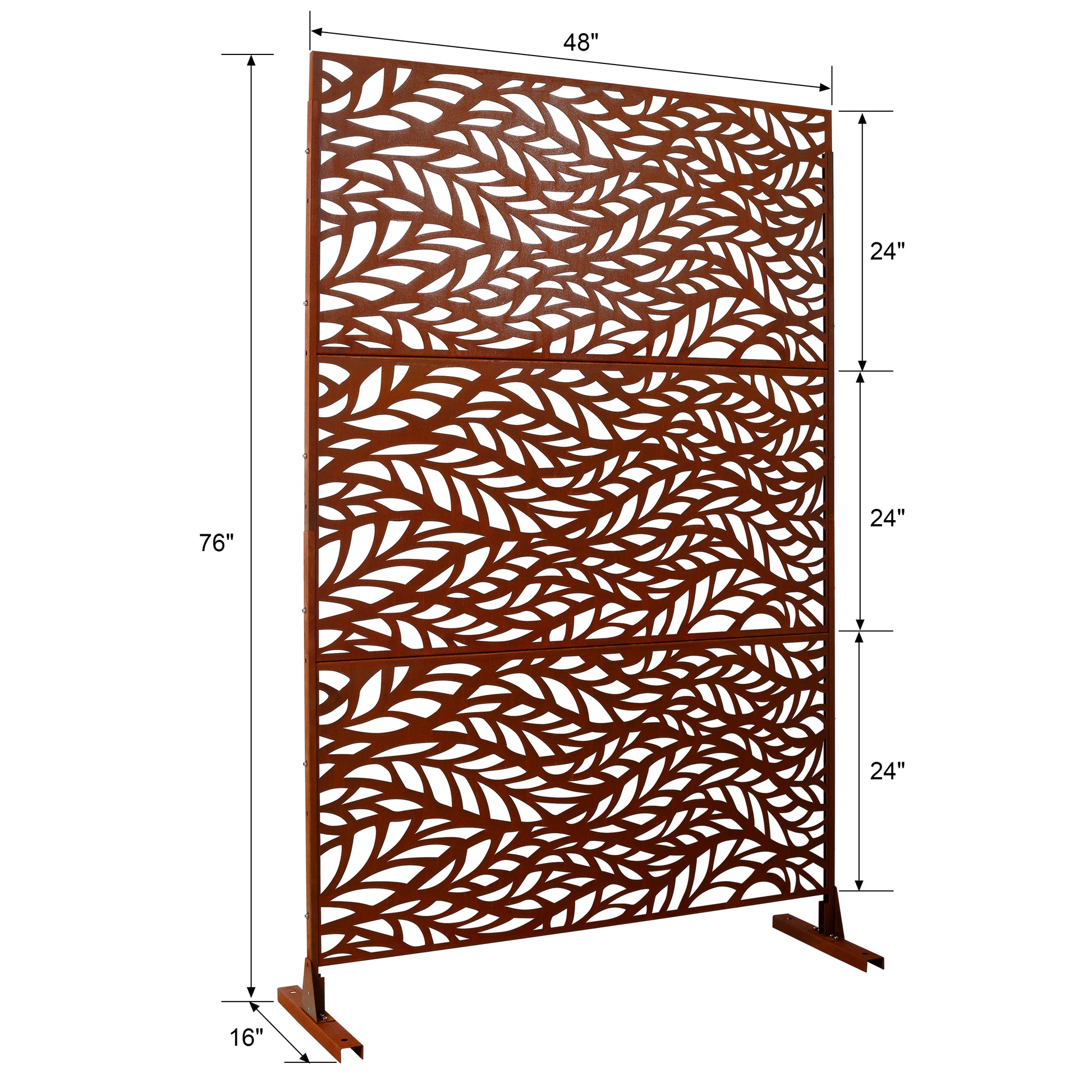 Outdoor & Indoor Privacy Screen Metal Privacy Screen 76" H 48" W, Freestanding Decorative Privacy Screen For Deck Balcony Patio, Privacy Fence Panels For Outside Lawn Garden Ps110 Rusty Rust Red Steel