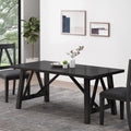 Dining Table Matte Black Solid Wood Mdf