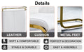 Table And Chair Set.Large Modern Rectangular Table With 0.4 Inch Patterned Glass Tabletop And Large Mdf Table Legs.Comes With 6 Chairs With Faux Leather Cushioned Seats And Golden Metal Legs. Gold White Seats 6 Mdf Glass