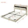 Queen Size Floating Bed Frame With Storage Headboard, Modern Upholstered Platform Bed With Touch Sensor Night Light And Usb Charger, Beige Queen Beige Bed Frame Wood