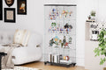 4 Tier Glass Display Cabinet, Double Door Glass Cabinet With Two Locks, Floor Standing Storage Cabinet With 6 Acrylic Shelves For Living Room, Bedroom And Office, Black, 31.5