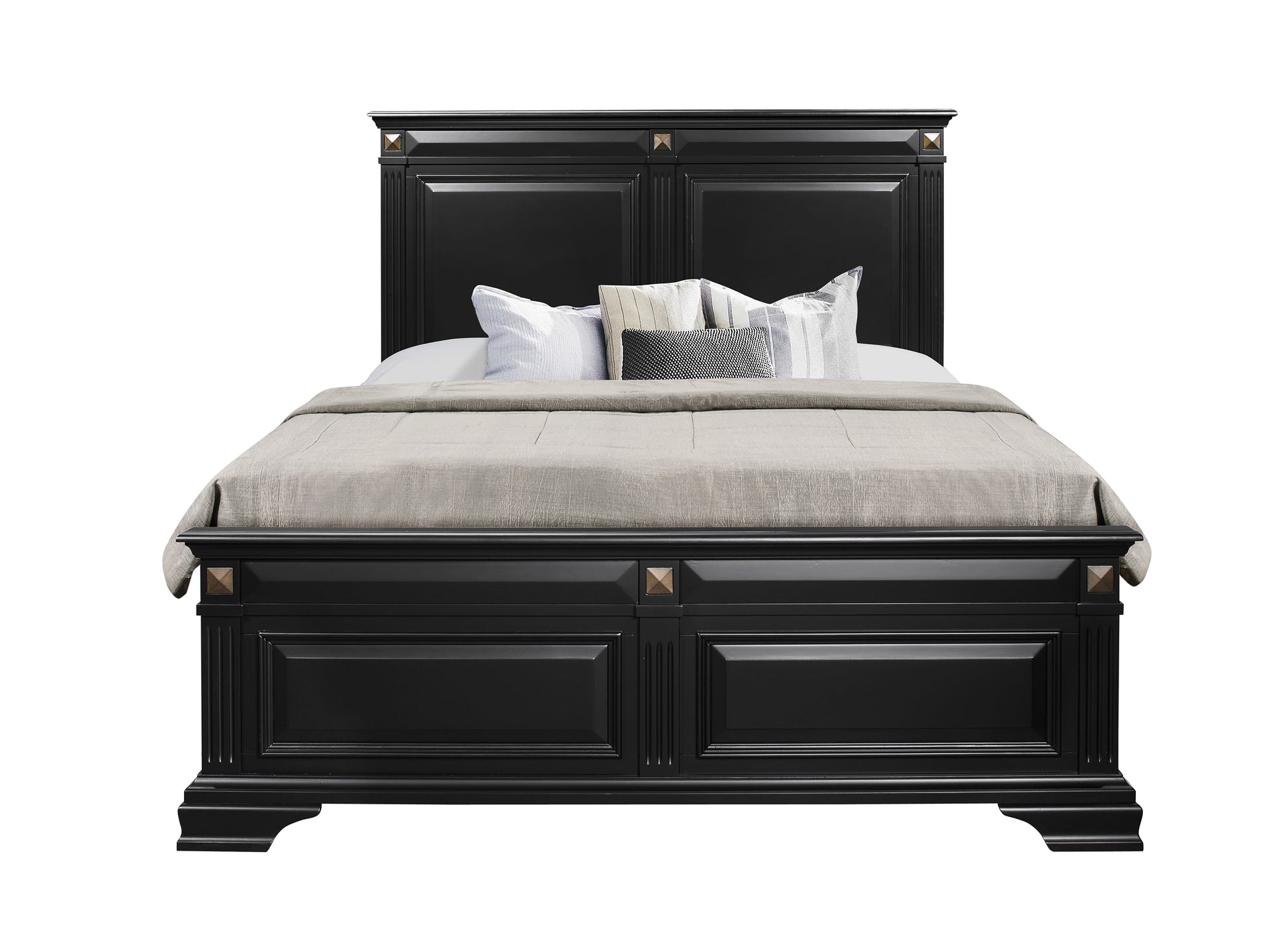 Rex King Bed Black Solid Wood Mdf