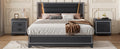 Queen Size Pu Upholstered Bed, Headboard With Led Light Strips And Sparkling Shiny Decoration, No Box Spring Required, Black Queen Black Pu