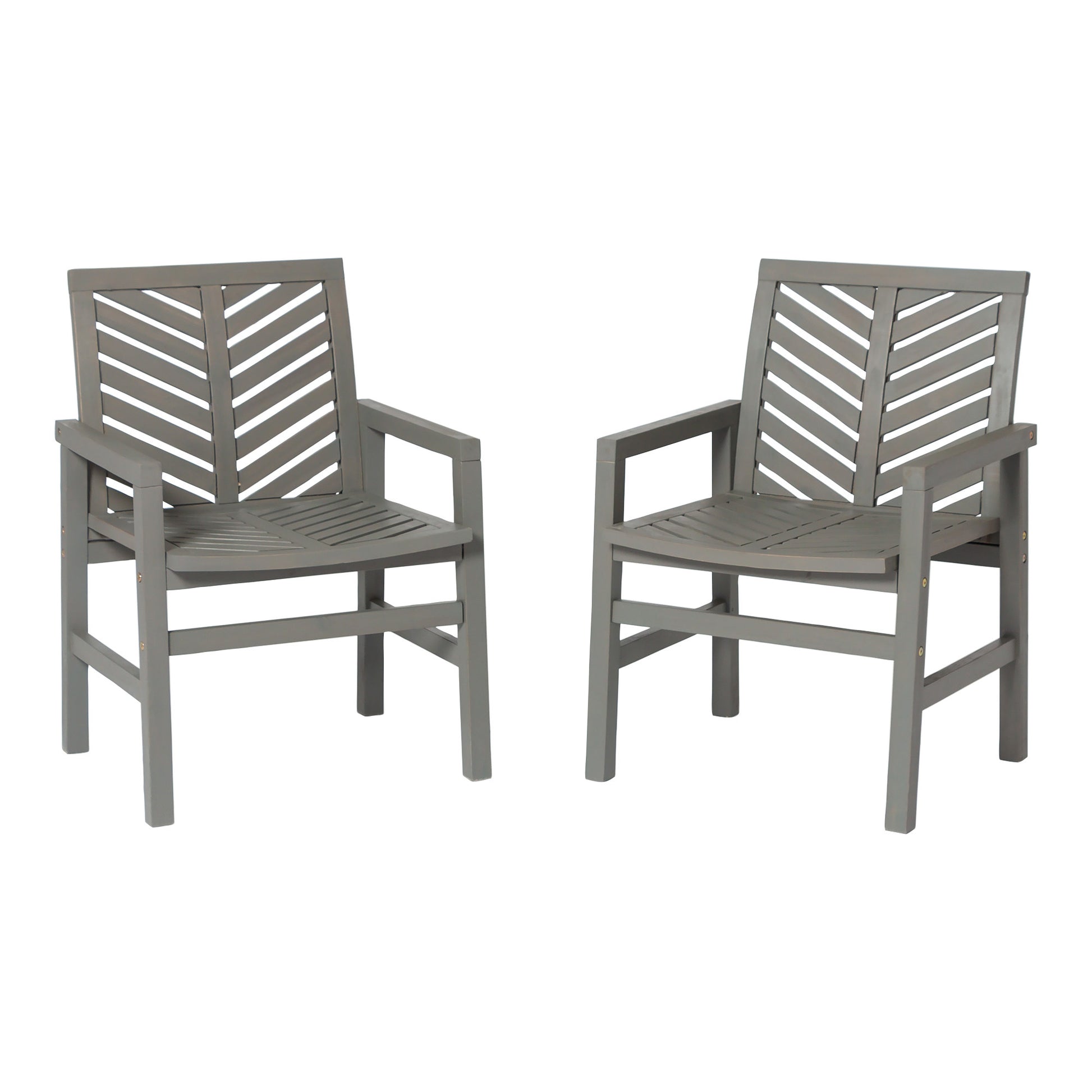 Modern 2 Piece Chevron Patio Chairs Grey Wash Gray Wash Acacia Wood