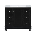 Contemporary Black Bathroom Vanity Cabinet 36X18X34 Inches, 4 Drawers & 1 Cabinet Door, Multipurpose Storage, Resin Integrated Sink, Adjustable Shelves, Solid Wood Frame With Mdf Black Bathroom